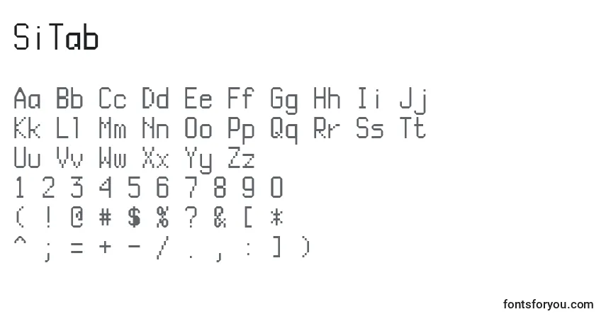 Schriftart SiTab – Alphabet, Zahlen, spezielle Symbole