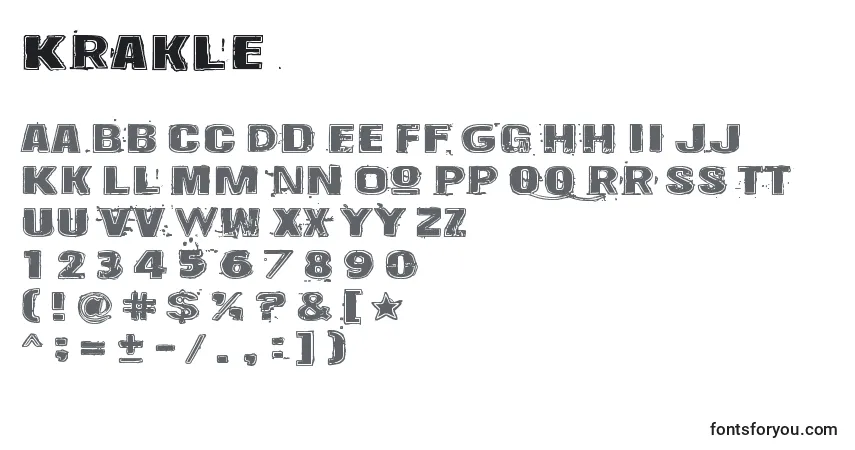 A fonte Krakle – alfabeto, números, caracteres especiais