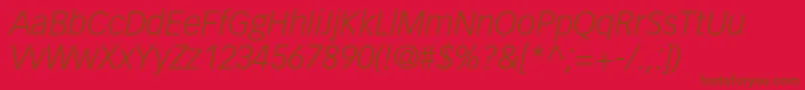 フォントVectoraltstdLightitalic – 赤い背景に茶色の文字