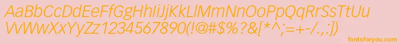 Fonte VectoraltstdLightitalic – fontes laranjas em um fundo rosa