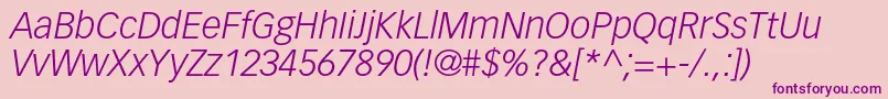 フォントVectoraltstdLightitalic – ピンクの背景に紫のフォント