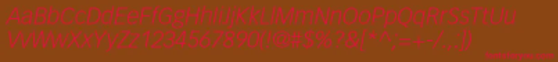 VectoraltstdLightitalic Font – Red Fonts on Brown Background