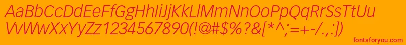 VectoraltstdLightitalic Font – Red Fonts on Orange Background