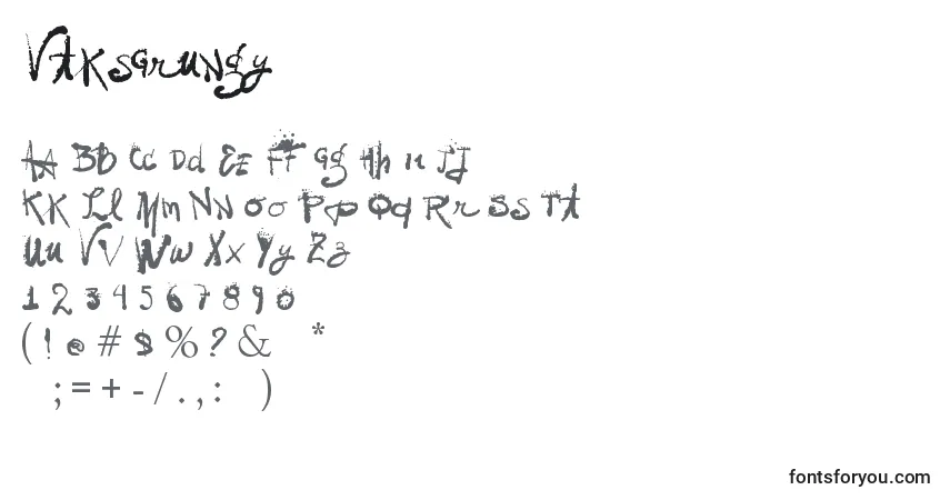 Schriftart VtksGrungy – Alphabet, Zahlen, spezielle Symbole