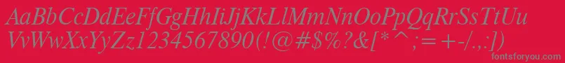 Dutch801ItalicHeadlineBt-Schriftart – Graue Schriften auf rotem Hintergrund