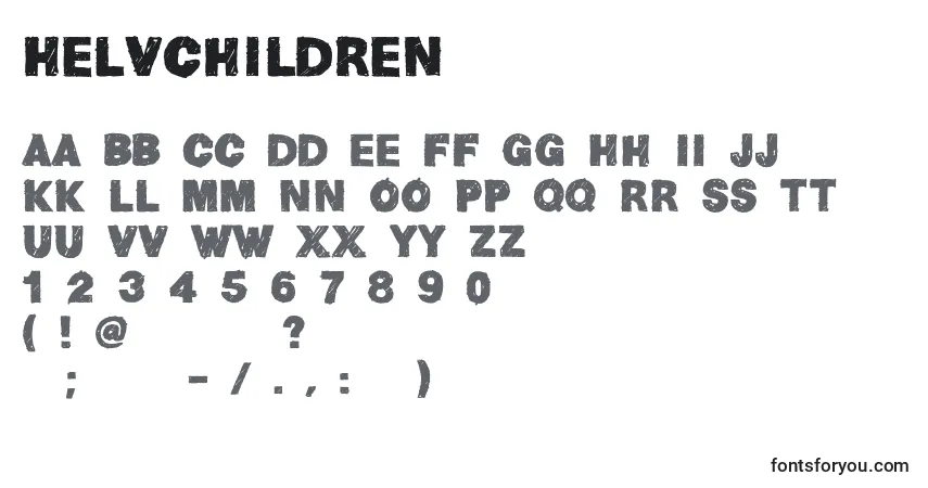 A fonte HelvChildren – alfabeto, números, caracteres especiais
