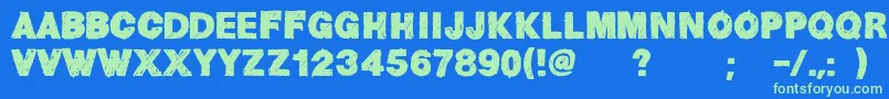 HelvChildren Font – Green Fonts on Blue Background