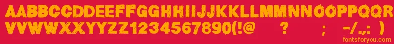 フォントHelvChildren – 赤い背景にオレンジの文字