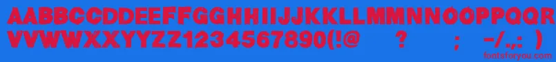 HelvChildren-fontti – punaiset fontit sinisellä taustalla