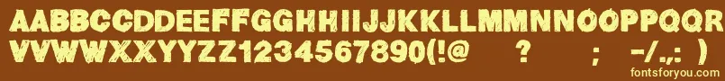 HelvChildren Font – Yellow Fonts on Brown Background