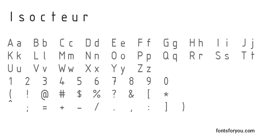 Шрифт Isocteur – алфавит, цифры, специальные символы