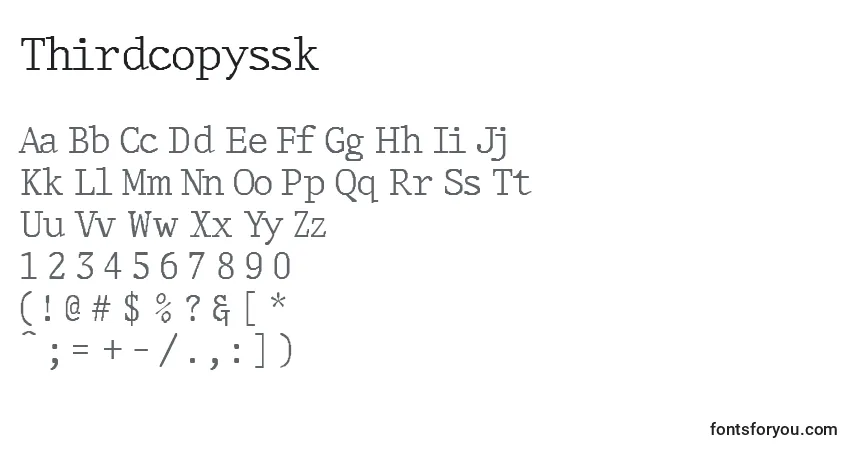 A fonte Thirdcopyssk – alfabeto, números, caracteres especiais