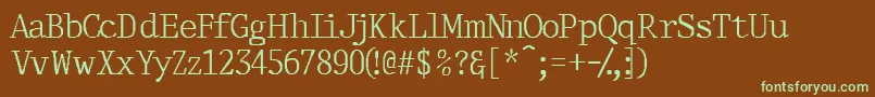 フォントThirdcopyssk – 緑色の文字が茶色の背景にあります。