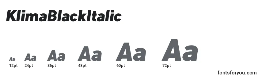 Размеры шрифта KlimaBlackItalic