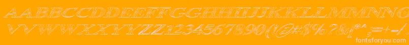 OccoluchiItalicOutline-Schriftart – Rosa Schriften auf orangefarbenem Hintergrund
