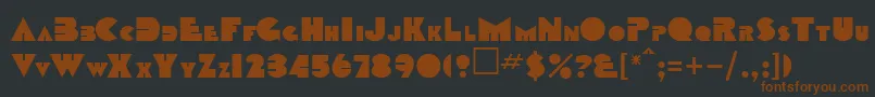 OrangeClock-Schriftart – Braune Schriften auf schwarzem Hintergrund