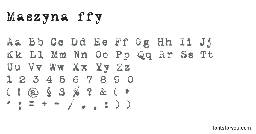 Fuente Maszyna ffy - alfabeto, números, caracteres especiales