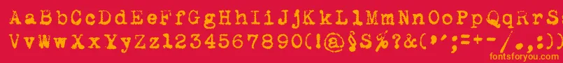 フォントMaszyna ffy – 赤い背景にオレンジの文字