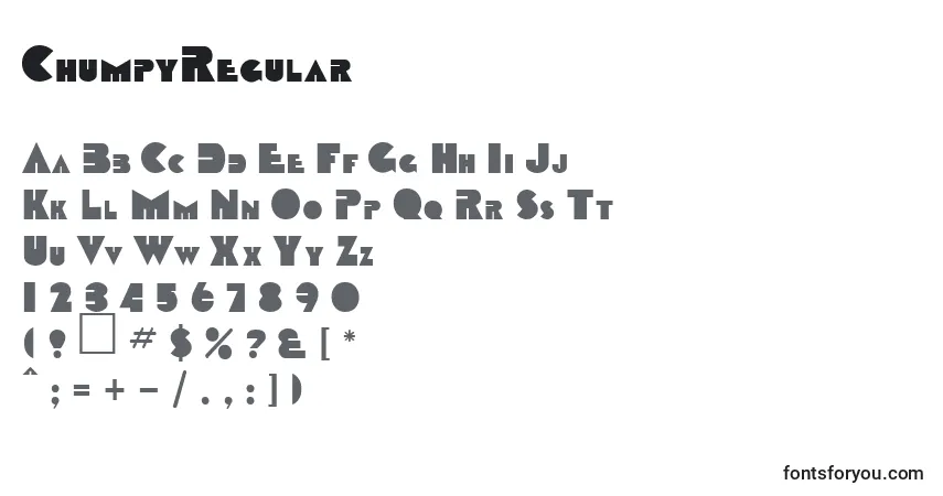 Schriftart ChumpyRegular – Alphabet, Zahlen, spezielle Symbole