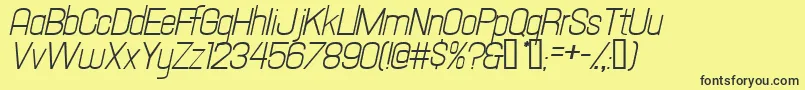 Hallandaletextitalic-Schriftart – Schwarze Schriften auf gelbem Hintergrund