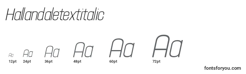 Размеры шрифта Hallandaletextitalic