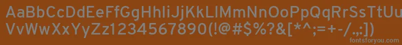 Fonte OverpassRegular – fontes cinzas em um fundo marrom