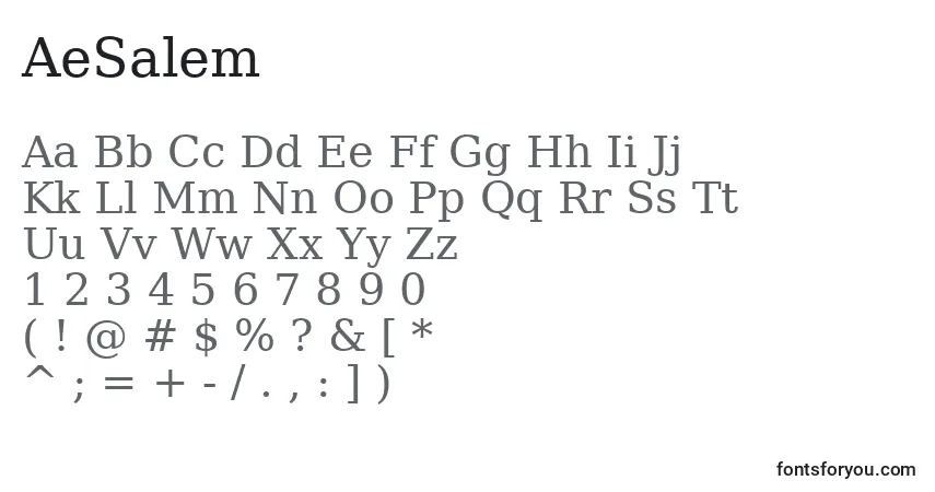 Fuente AeSalem - alfabeto, números, caracteres especiales