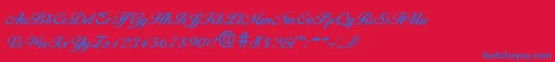 BallantinesDemibold-Schriftart – Blaue Schriften auf rotem Hintergrund