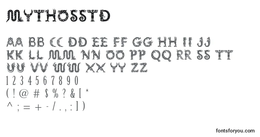 Schriftart Mythosstd – Alphabet, Zahlen, spezielle Symbole