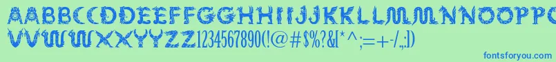 Mythosstd Font – Blue Fonts on Green Background