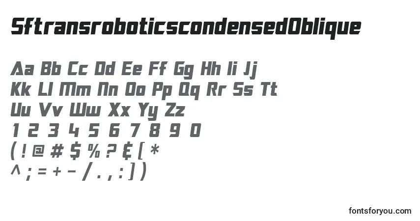 Czcionka SftransroboticscondensedOblique – alfabet, cyfry, specjalne znaki