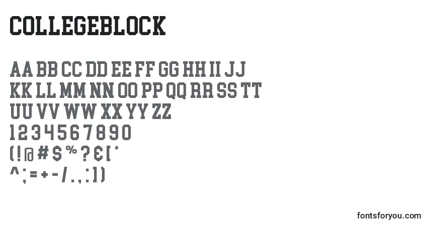 CollegeBlock Font – alphabet, numbers, special characters