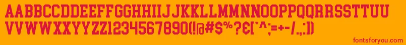 CollegeBlock Font – Red Fonts on Orange Background