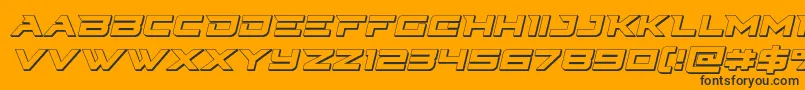 Cyberdyne3Dital-Schriftart – Schwarze Schriften auf orangefarbenem Hintergrund
