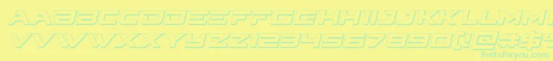 フォントCyberdyne3Dital – 黄色い背景に緑の文字