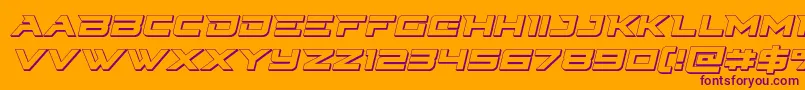 Fonte Cyberdyne3Dital – fontes roxas em um fundo laranja