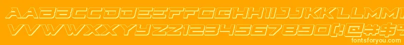 Cyberdyne3Dital-Schriftart – Gelbe Schriften auf orangefarbenem Hintergrund