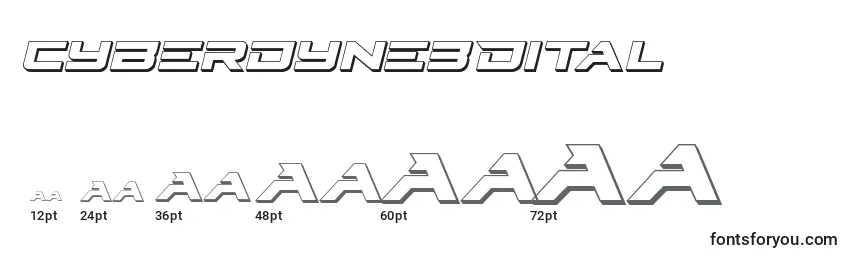 Размеры шрифта Cyberdyne3Dital