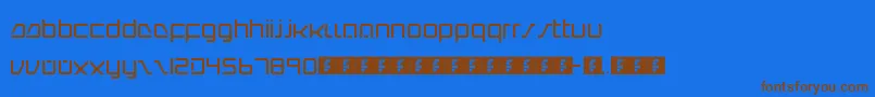 フォントIntercorpRedux – 茶色の文字が青い背景にあります。