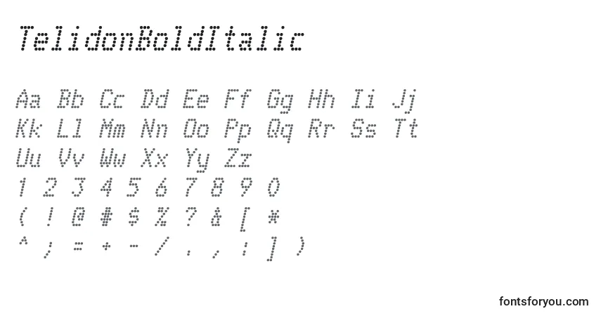 Schriftart TelidonBoldItalic – Alphabet, Zahlen, spezielle Symbole