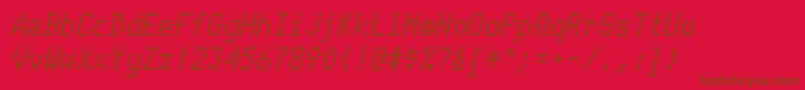 TelidonBoldItalic-Schriftart – Braune Schriften auf rotem Hintergrund