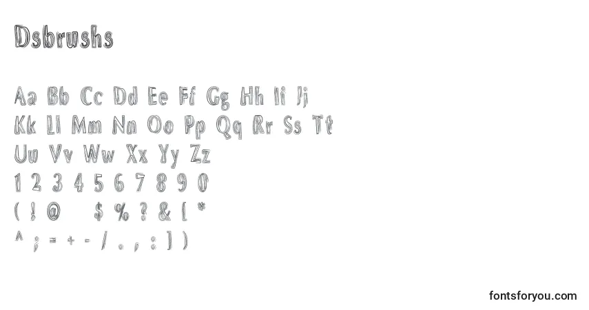 Schriftart Dsbrushs – Alphabet, Zahlen, spezielle Symbole