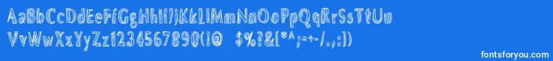 Dsbrushs-Schriftart – Weiße Schriften auf blauem Hintergrund