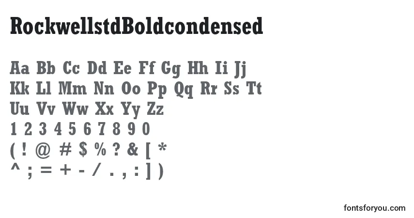 A fonte RockwellstdBoldcondensed – alfabeto, números, caracteres especiais