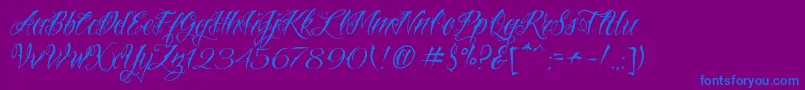 VtcNuetattooscript-Schriftart – Blaue Schriften auf violettem Hintergrund