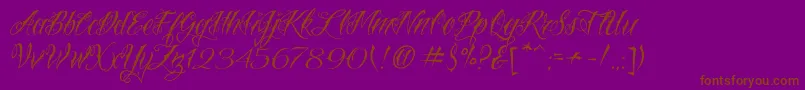 Fonte VtcNuetattooscript – fontes marrons em um fundo roxo