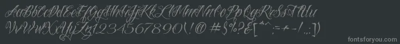 フォントVtcNuetattooscript – 黒い背景に灰色の文字