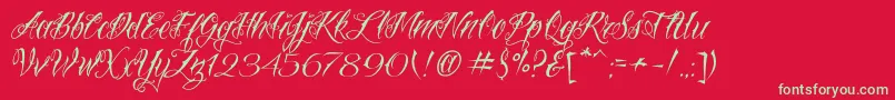 フォントVtcNuetattooscript – 赤い背景に緑の文字