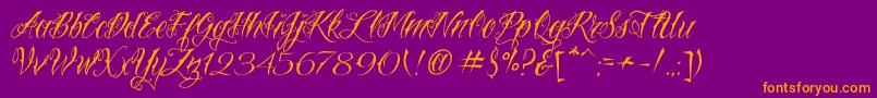 VtcNuetattooscript-Schriftart – Orangefarbene Schriften auf violettem Hintergrund