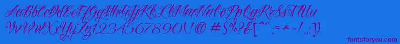 VtcNuetattooscript-Schriftart – Violette Schriften auf blauem Hintergrund